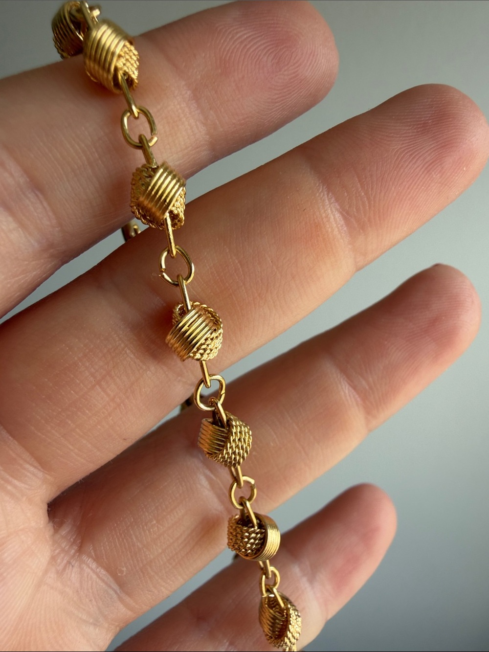 Vintage Gold Plated Knotted Accent Bracelet - Minimalist, Unique - Picture 4 of 5